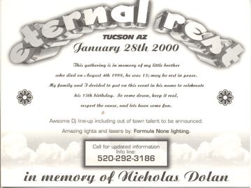 Eternal Rest flyer, Tucson, January 28, 2000