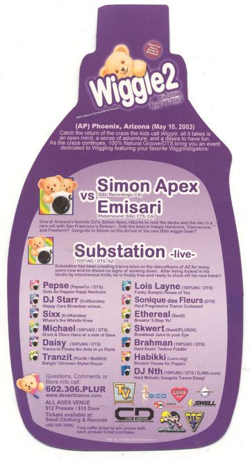 Wiggle2 flyer, Phoenix, May 10, 2003