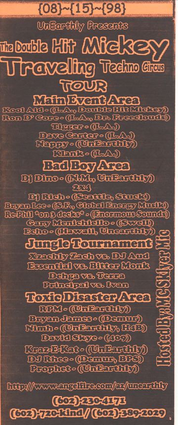 Double Hit Mickey flyer, Arizona, August 15, 1998