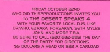 Desert Speaks 4 flyer, Arizona, October 22, 1999 (best guess)