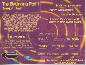 The Beginning Part II flyer, Arizona, September 1, 2000 (year estimated)