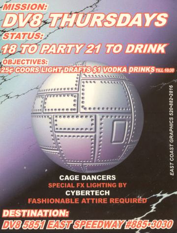 DV8 Thursdays flyer, DV8, Tucson, Date unknown