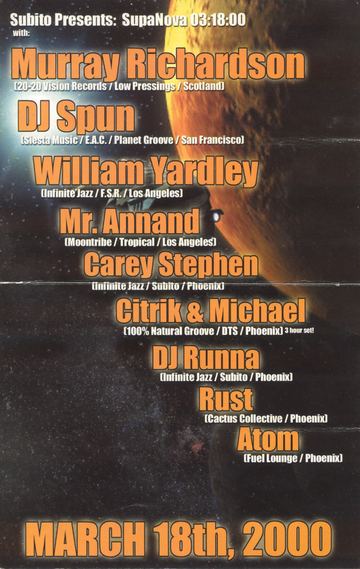 Subito Presents: SupaNova 03:18:00 flyer, Tucson, March 18, 2000