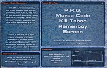 BrainKast.com launch party (back) flyer, Billy Gordon's, Tempe, December 1, 2000