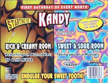 Kandy Saturdays (back) flyer, Club Level, Tempe, February 3, 2001